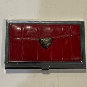 Red Crocodile-Embossed Card Holder